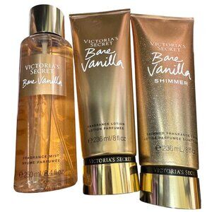 Victoria's Secret 3 pc Bare‎ Vanilla Fragrance Mist & Lotion Set NEW